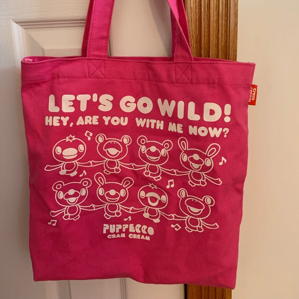 Pink tote bag with animals by Cram Cream